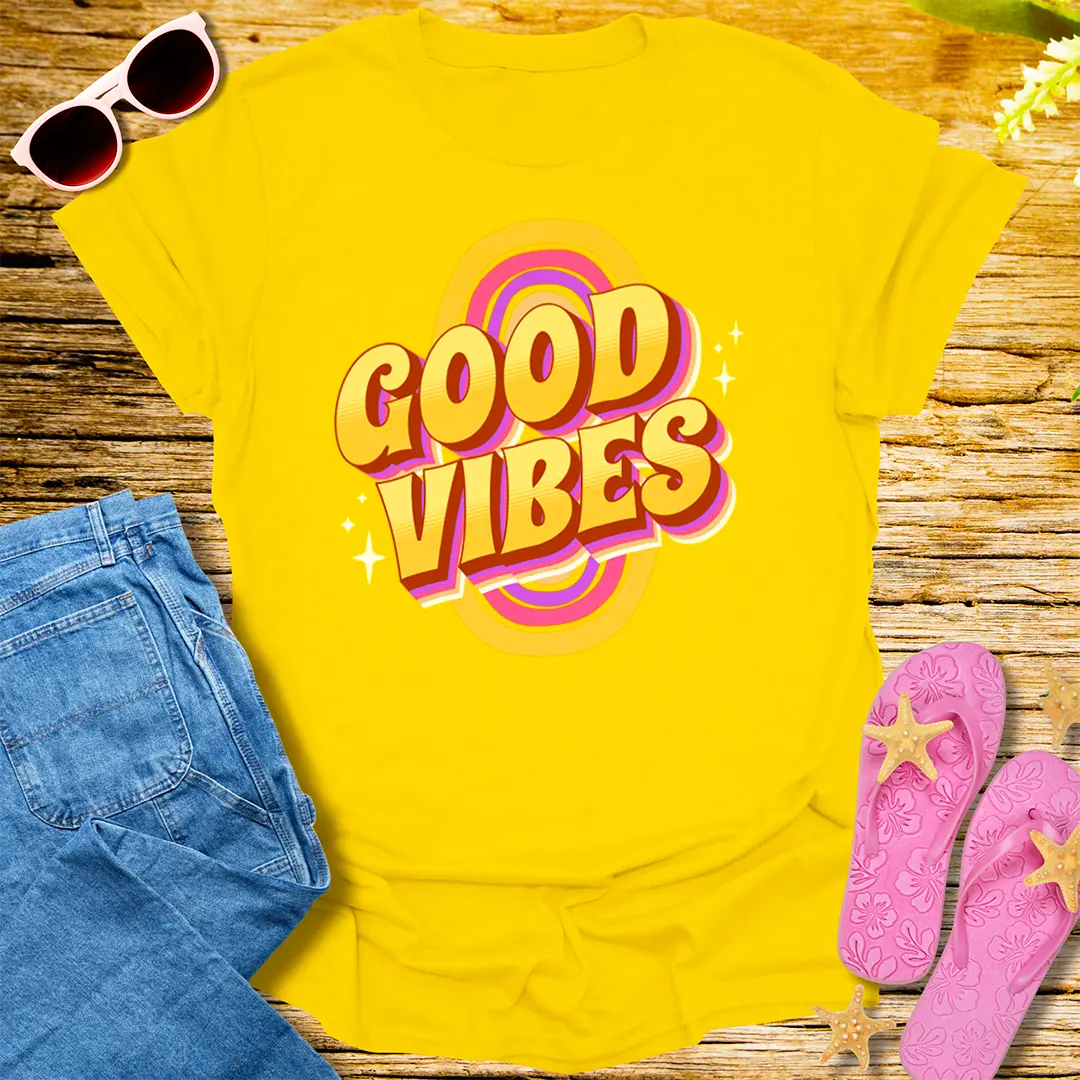 Retro Good Vibes T-Shirt - Daisy