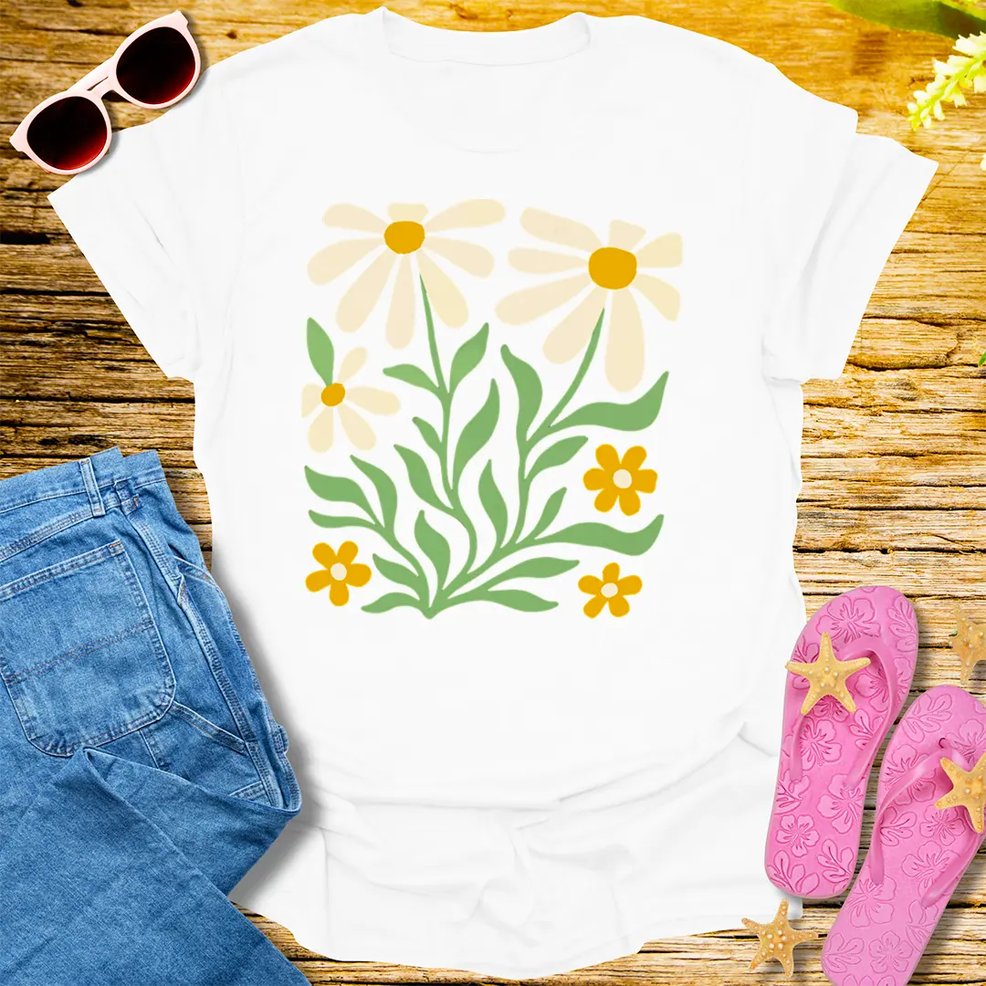 Retro Daisy Bloom T-Shirt - White