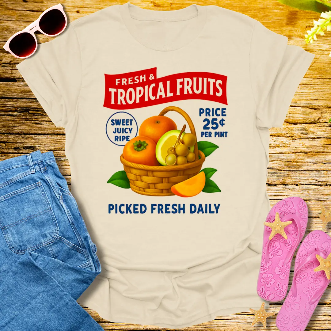 Tropical Fruit Market T-Shirt - Natural