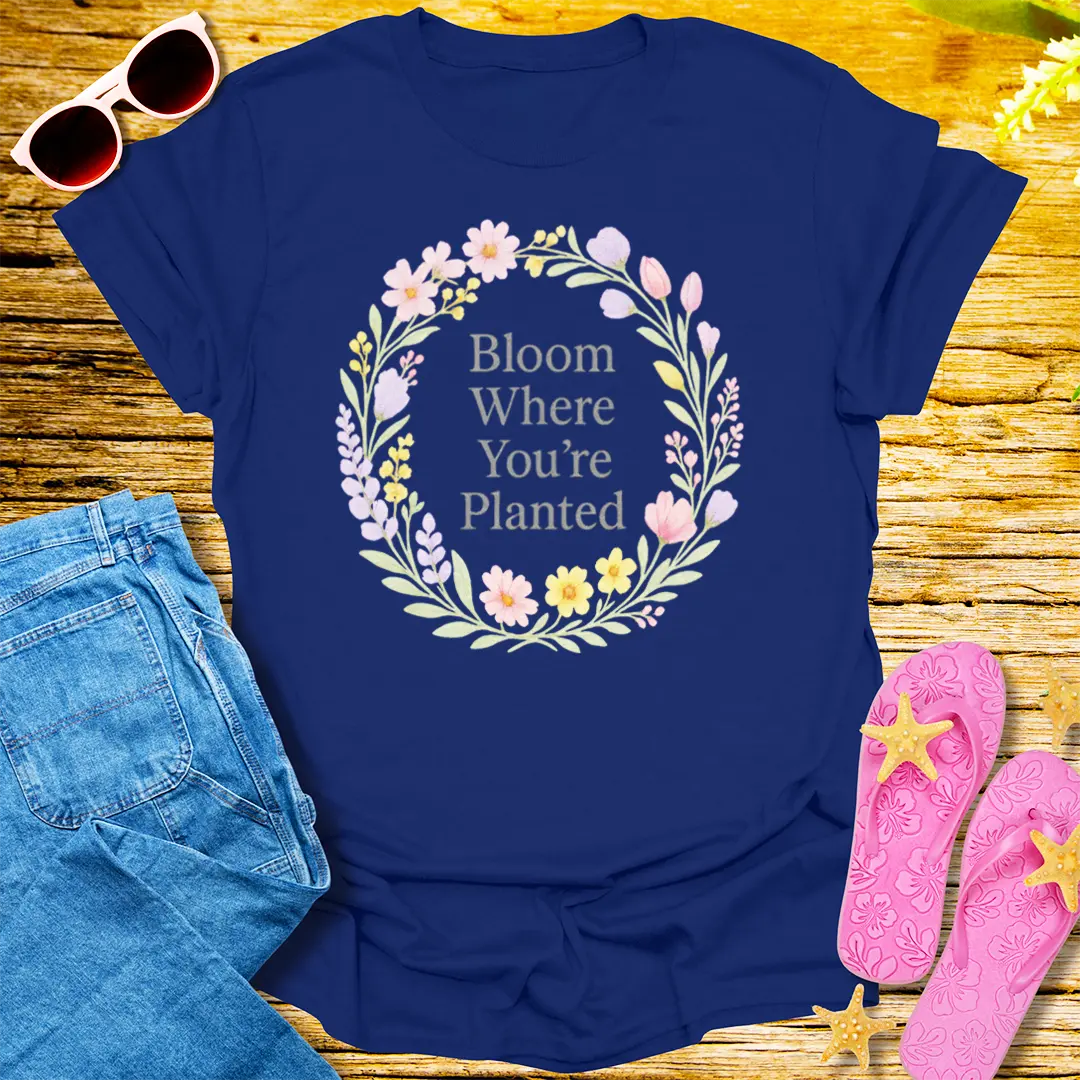 Bloom Where You're Planted T-Shirt - Navy