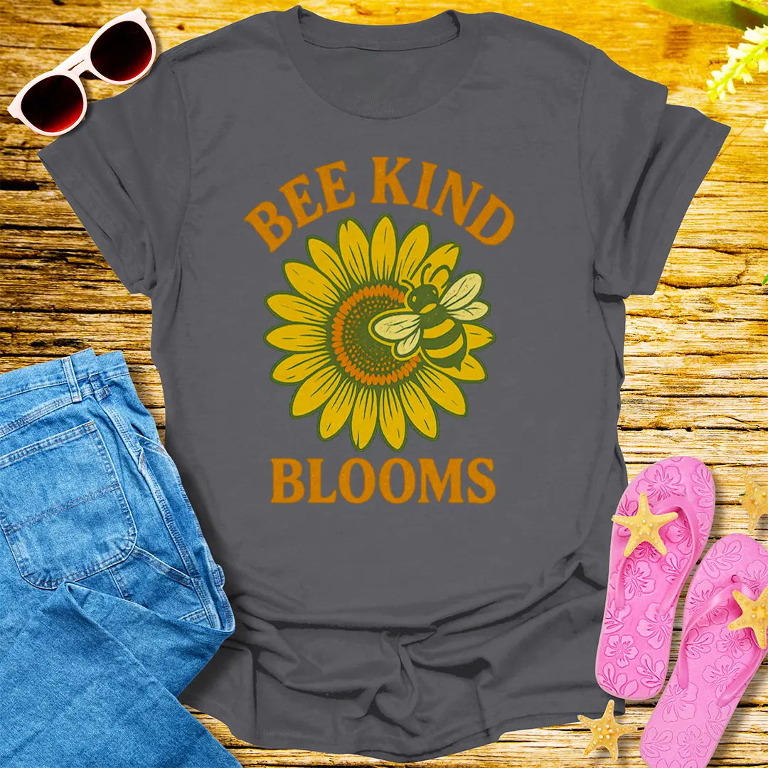 Bee Kind Blooms T-Shirt - Charcoal