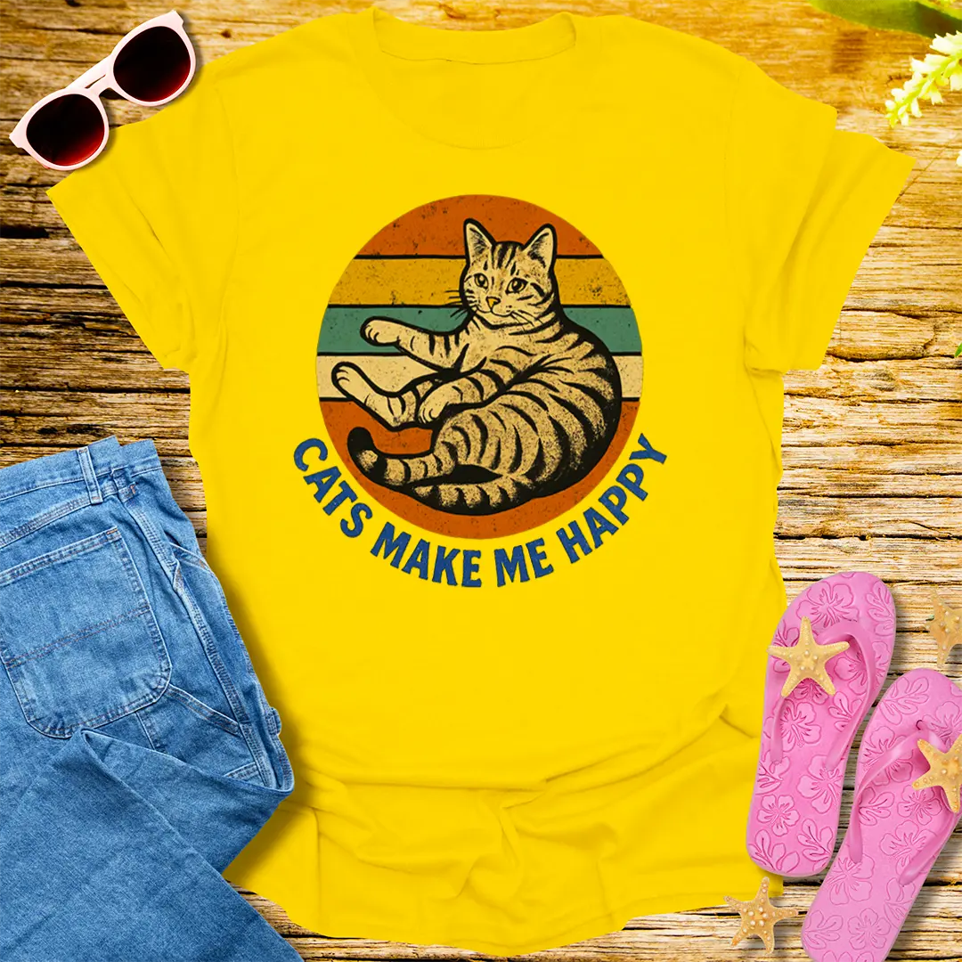 Cats Make Me Happy T-Shirt - Daisy