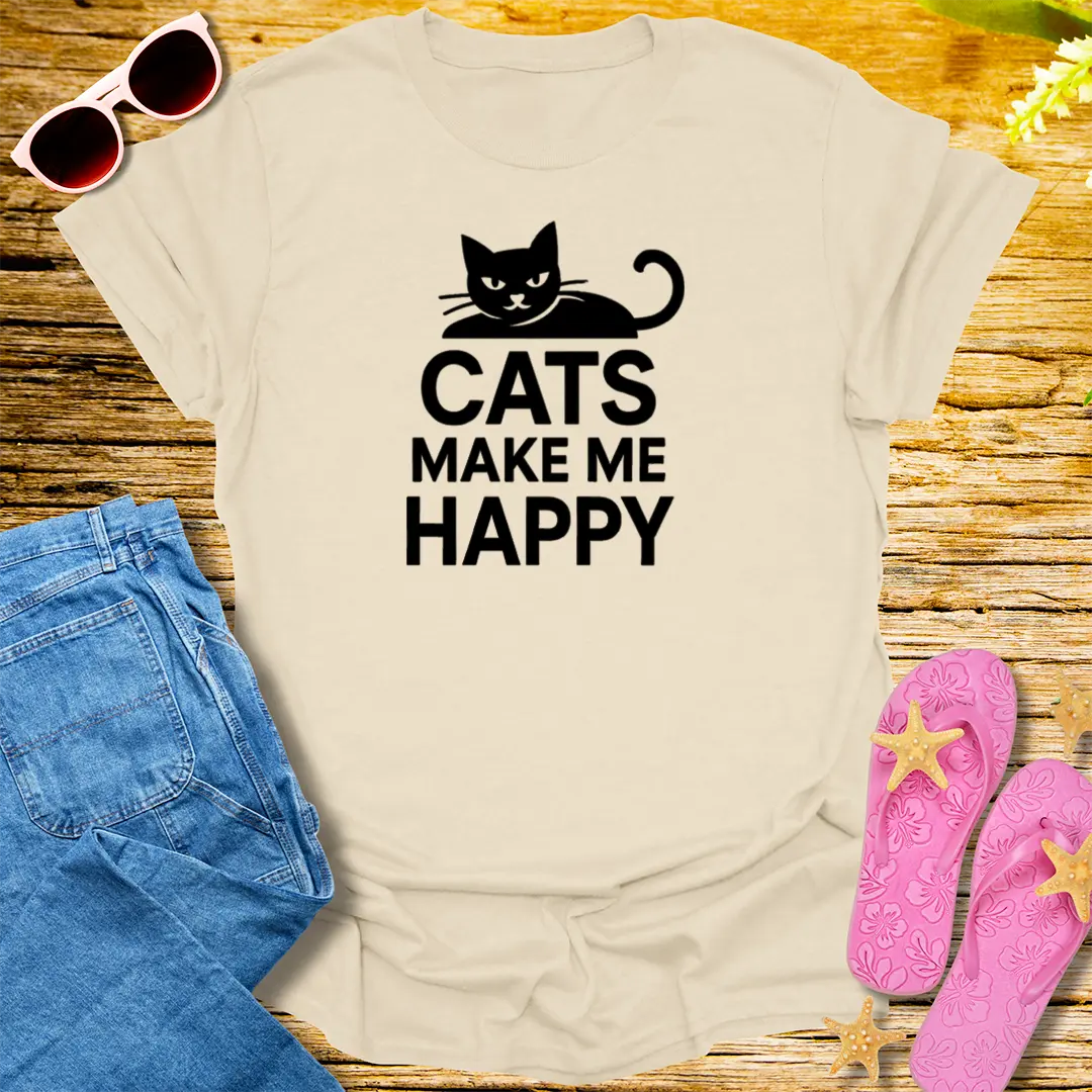 Cats Make My Day T-Shirt - Natural