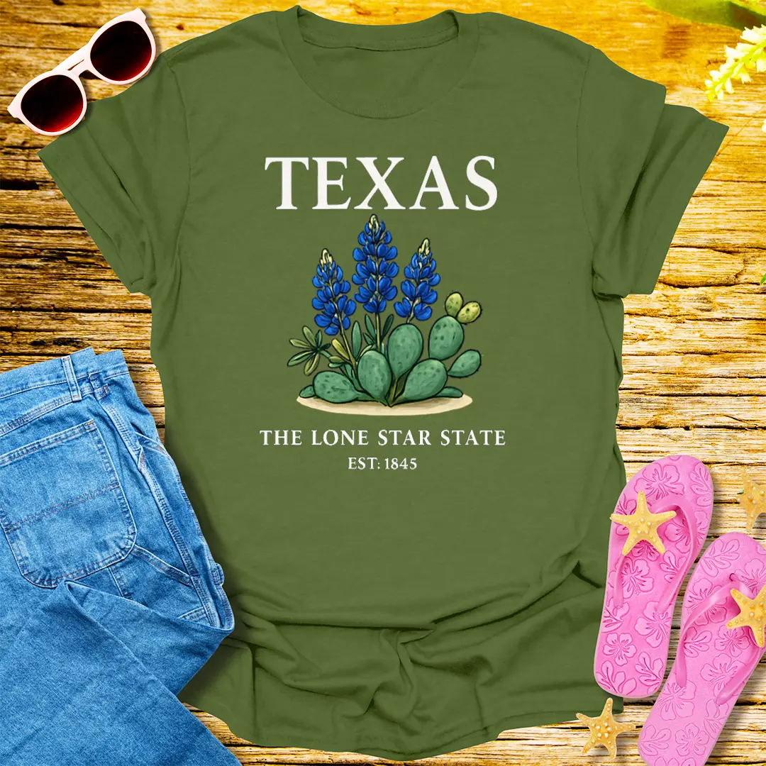 Texas Wildflower Pride T-Shirt - Military Green