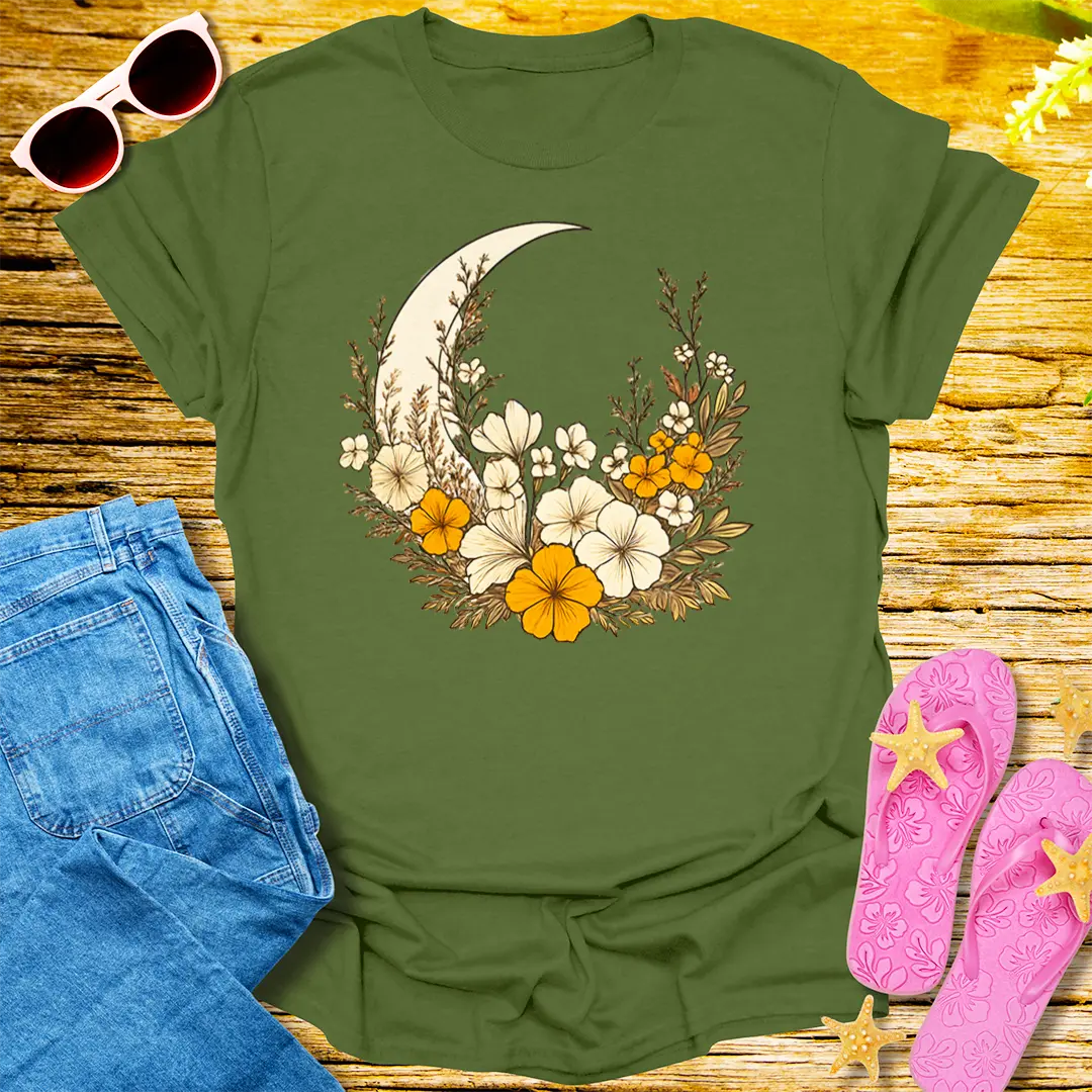 Lunar Bloom T-Shirt - Military Green
