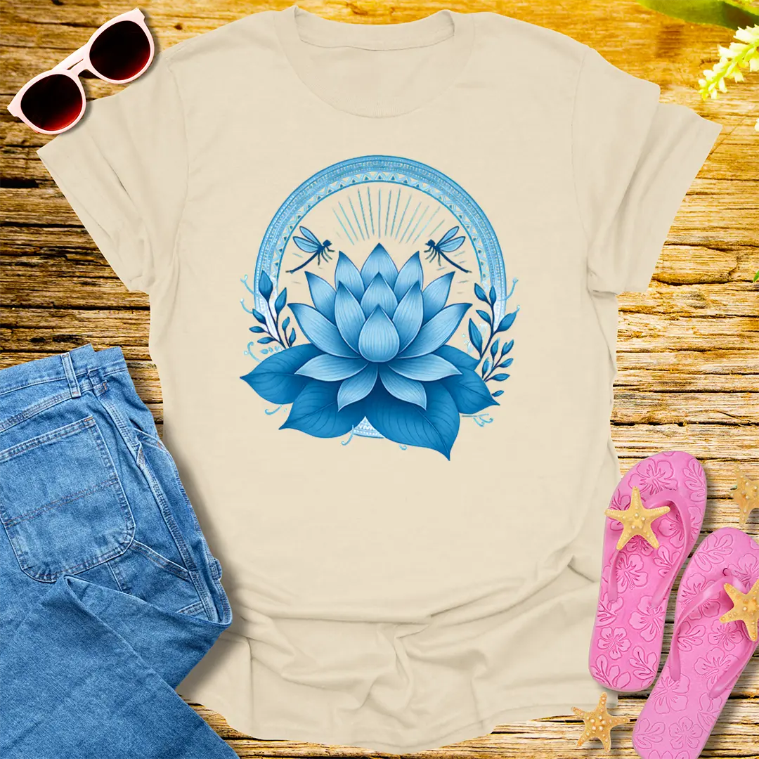 Celestial Lotus Bloom T-Shirt - Natural