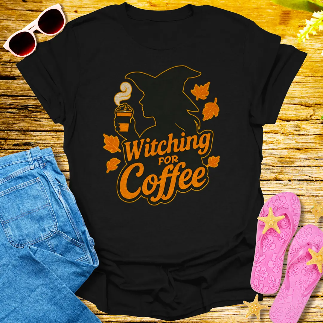 Witching for Coffee T-Shirt - Black