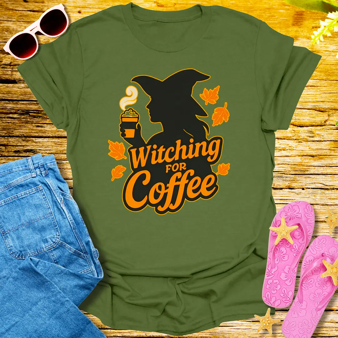 Witching for Coffee T-Shirt - Military Green