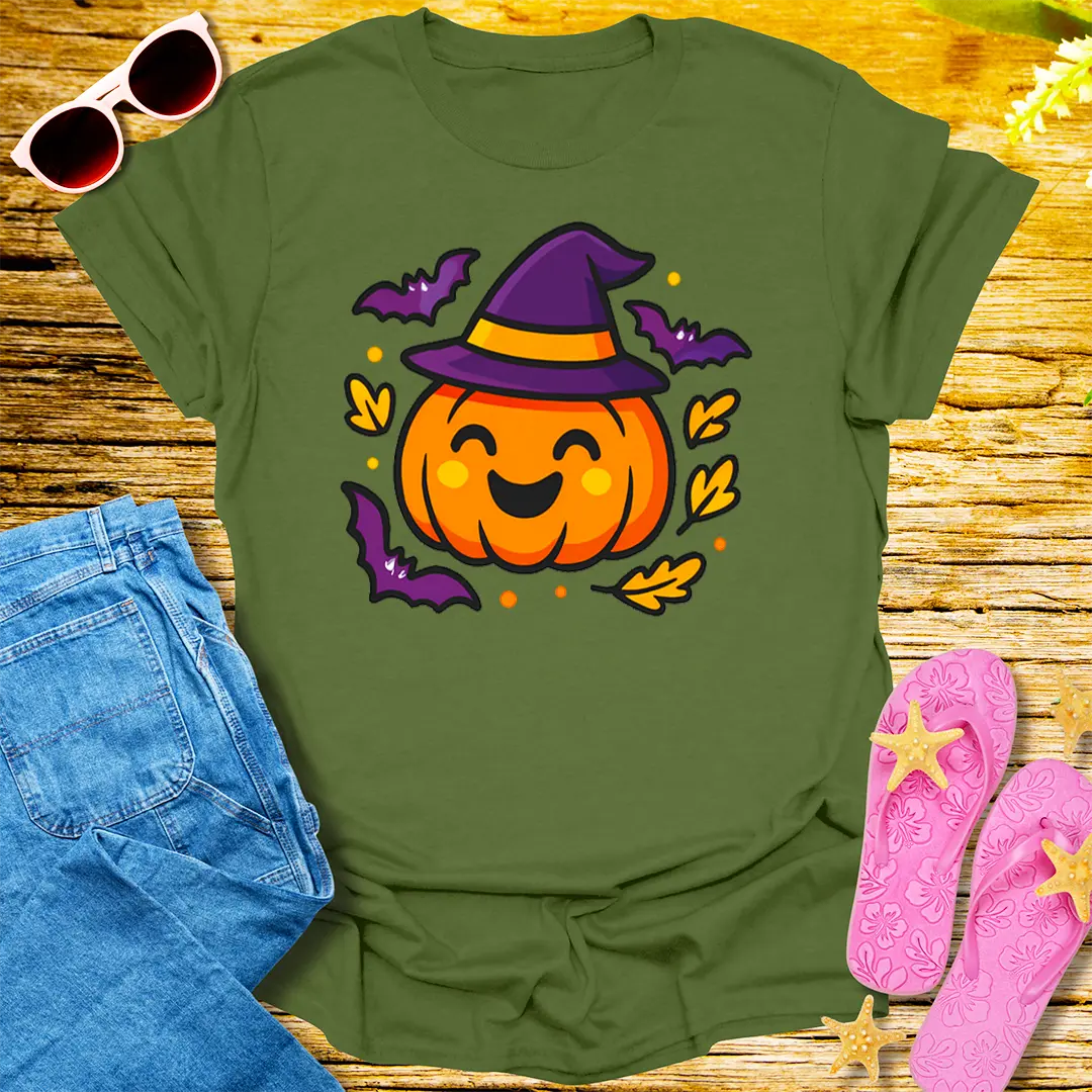 Witchy Pumpkin Vibes T-Shirt - Military Green