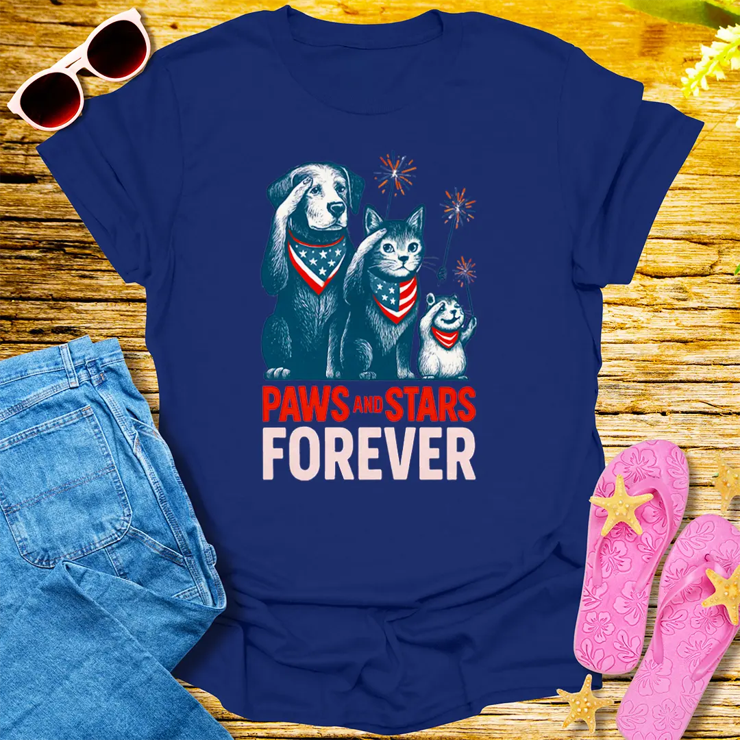Paws and Stars Forever T-Shirt - Navy
