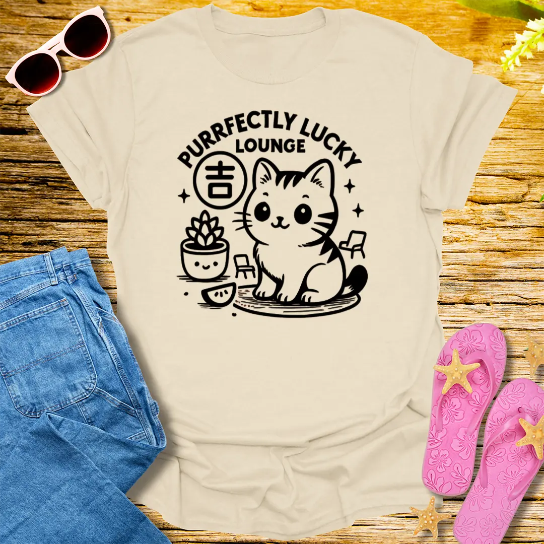 Purrfectly Lucky Lounge T-Shirt - Natural