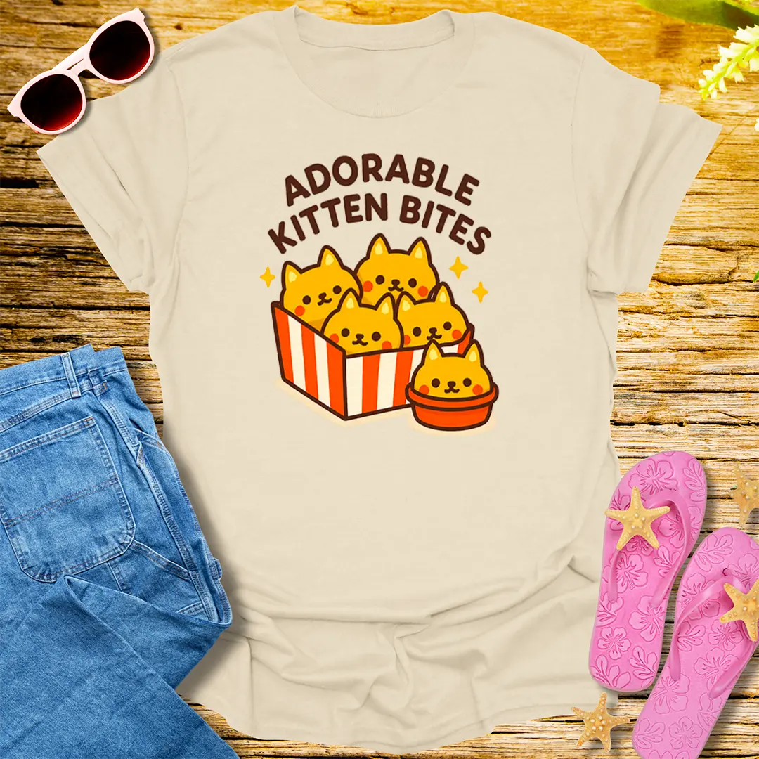 Adorable Kitten Bites T-Shirt - Natural