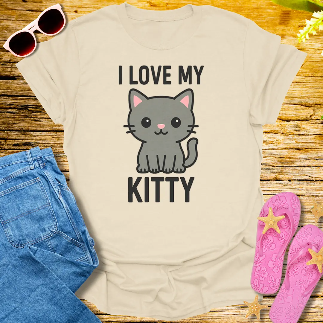 I Love My Kitty T-Shirt - Natural