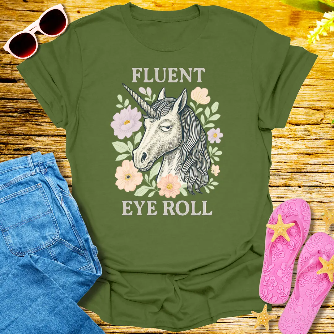 Fluent Eye Roll T-Shirt - Military Green