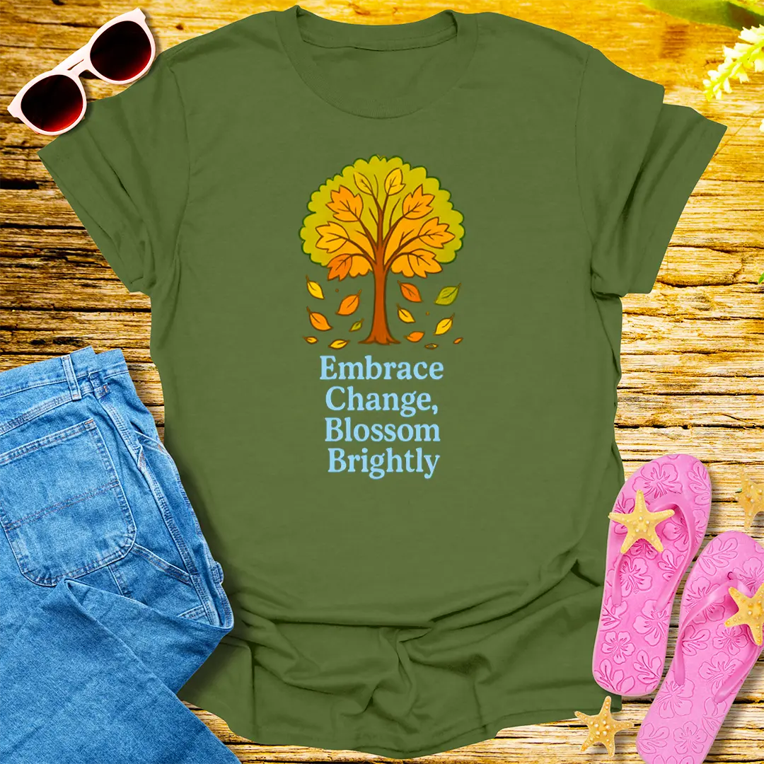 Blossom Brightly T-Shirt - Military Green