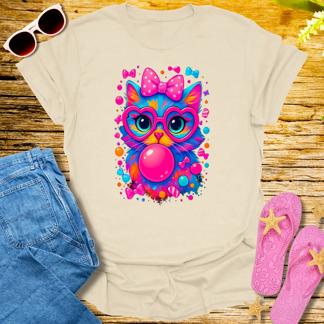 Bubblegum Kitty T-Shirt - Natural