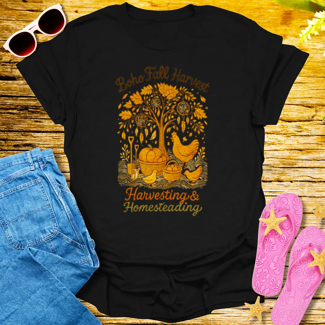 Boho Fall Harvest T-Shirt - Black