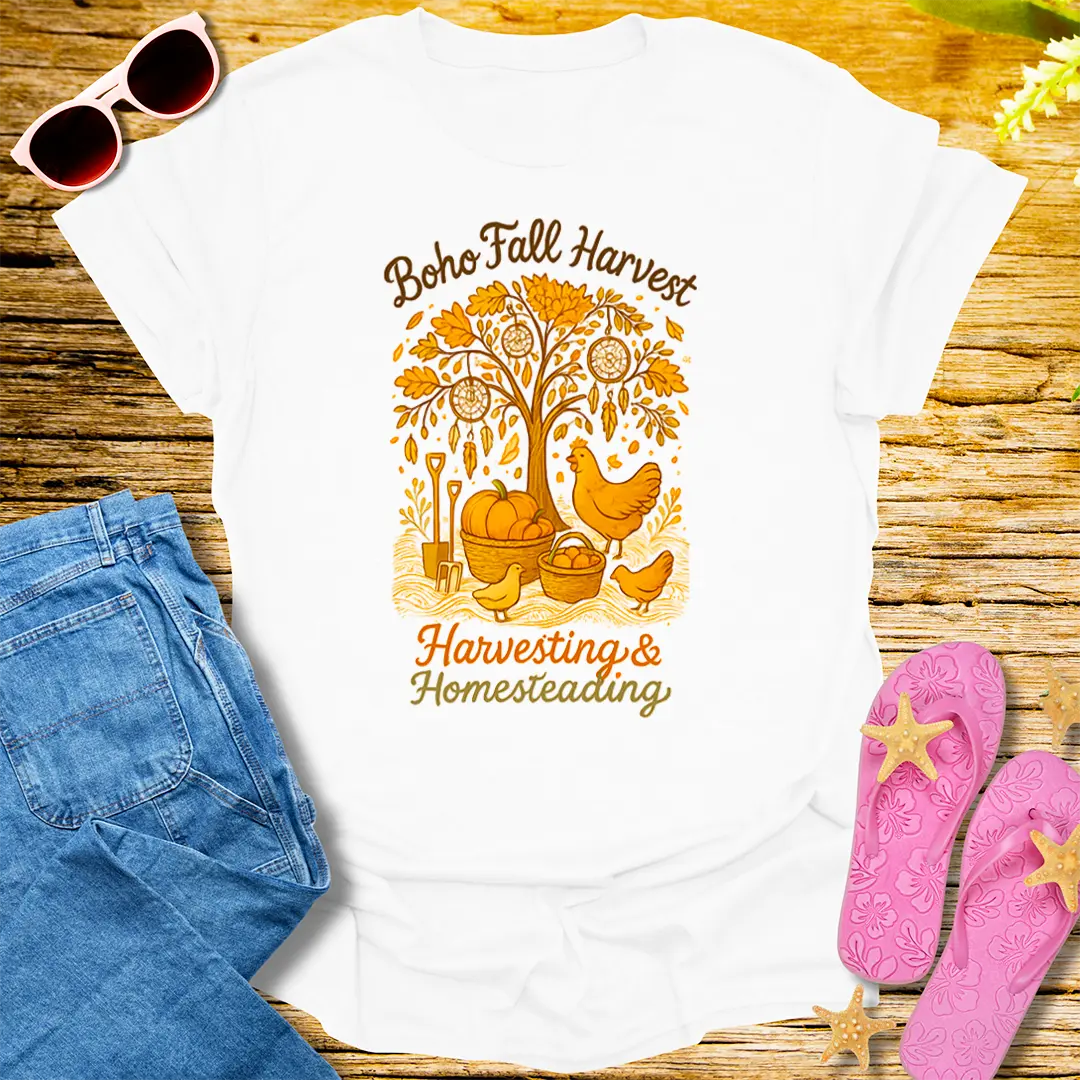 Boho Fall Harvest T-Shirt - White