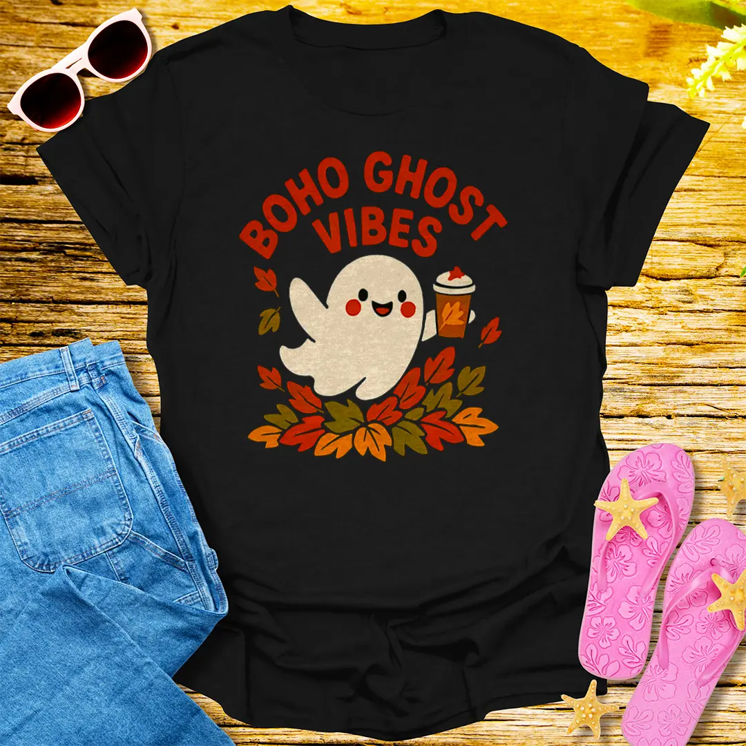 Boho Ghost Vibes T-Shirt - Black