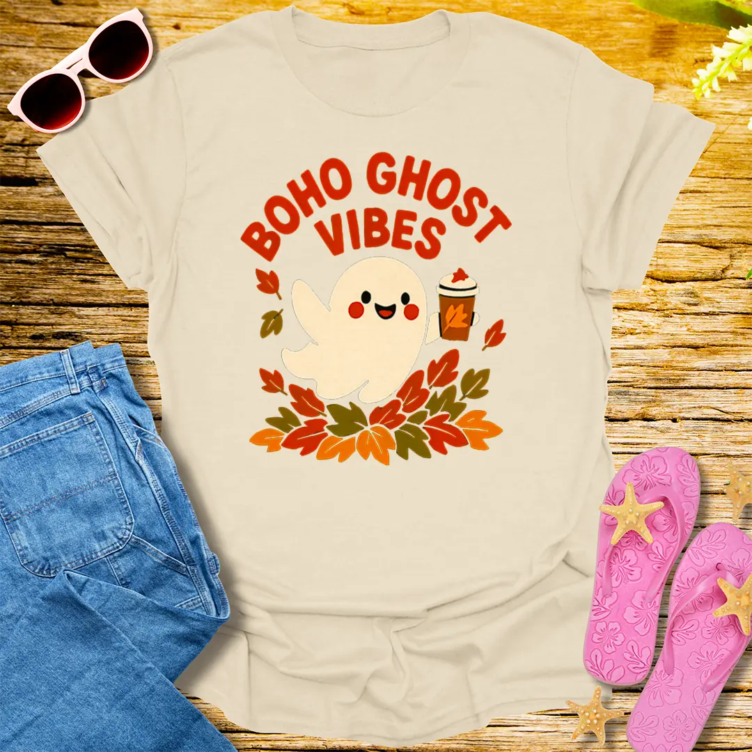 Boho Ghost Vibes T-Shirt - Natural