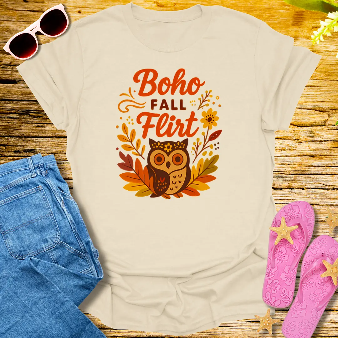 Boho Fall Flirt T-Shirt - Natural