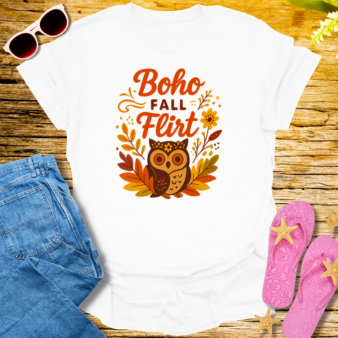 Boho Fall Flirt T-Shirt - White