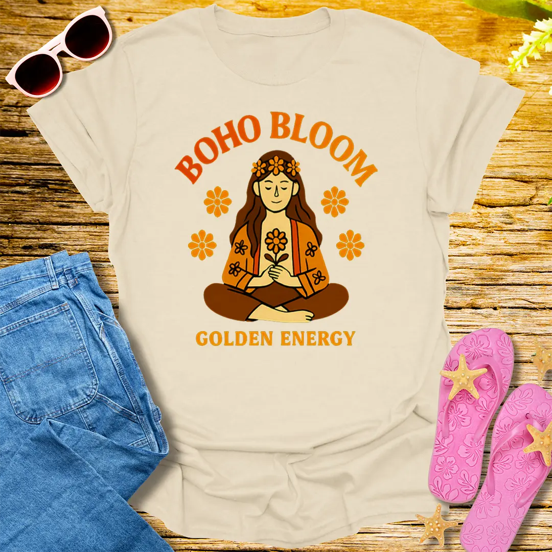 Boho Bloom Golden Energy T-Shirt - Natural