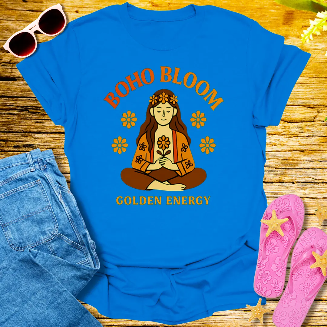 Boho Bloom Golden Energy T-Shirt - Royal