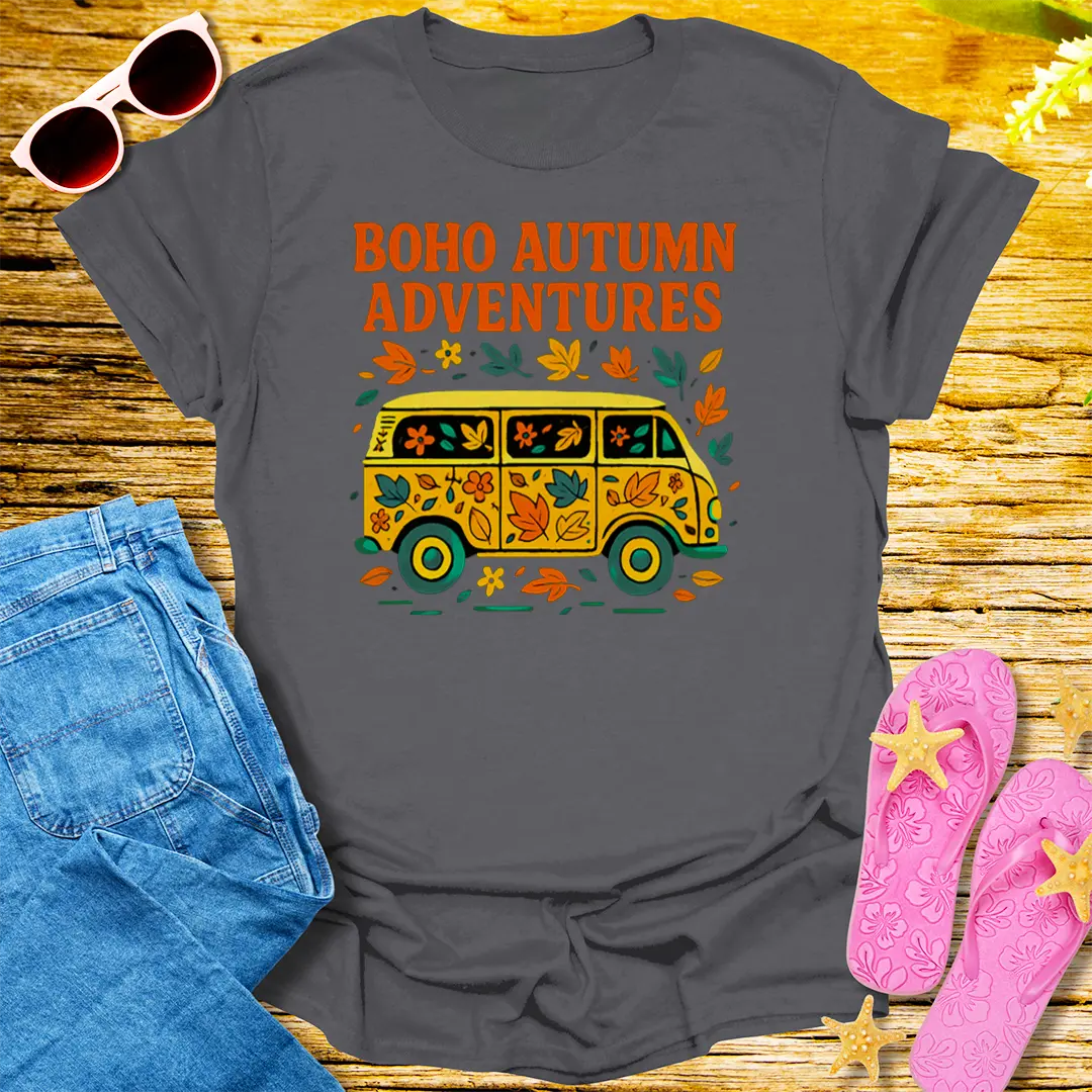 Boho Autumn Adventures T-Shirt - Charcoal