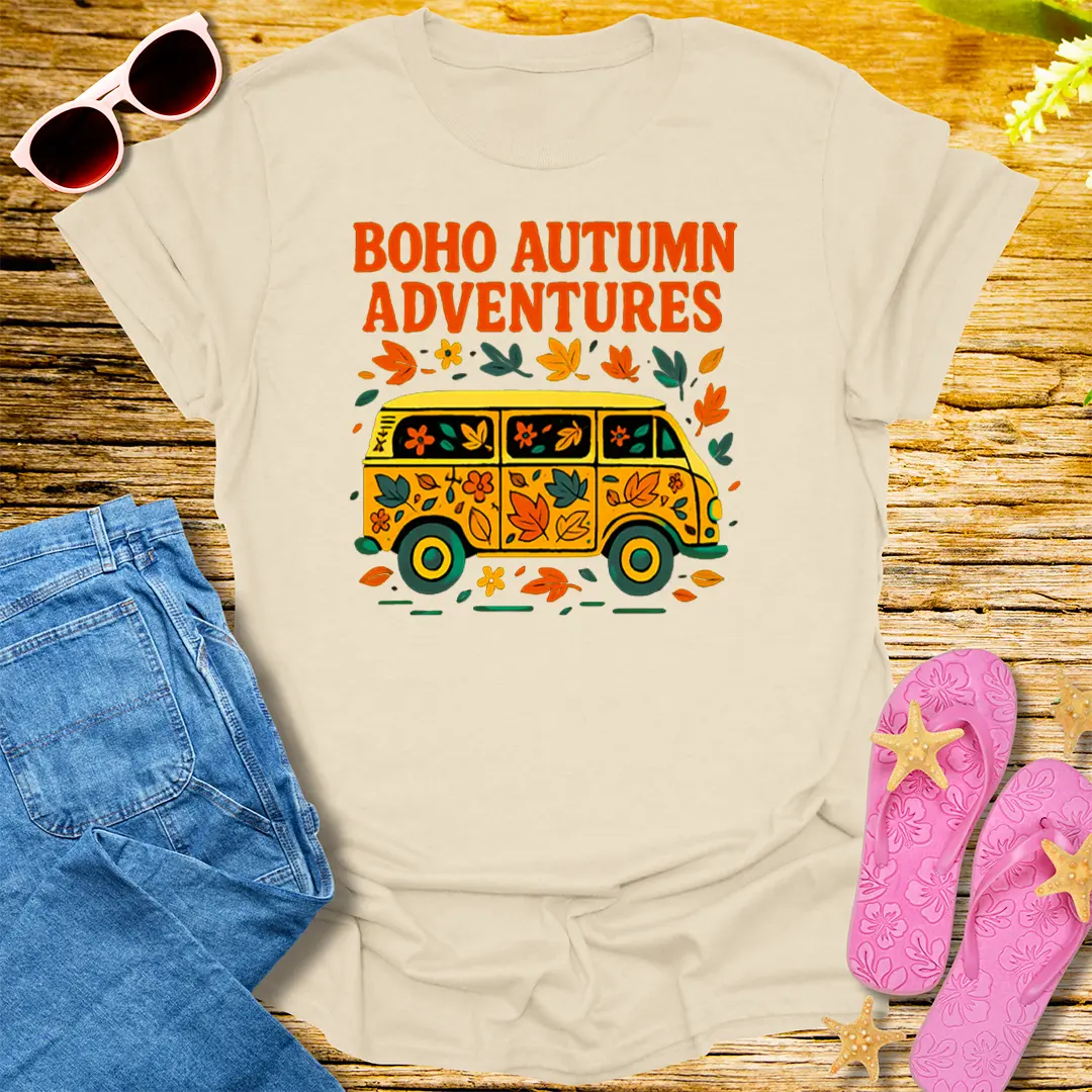 Boho Autumn Adventures T-Shirt - Natural