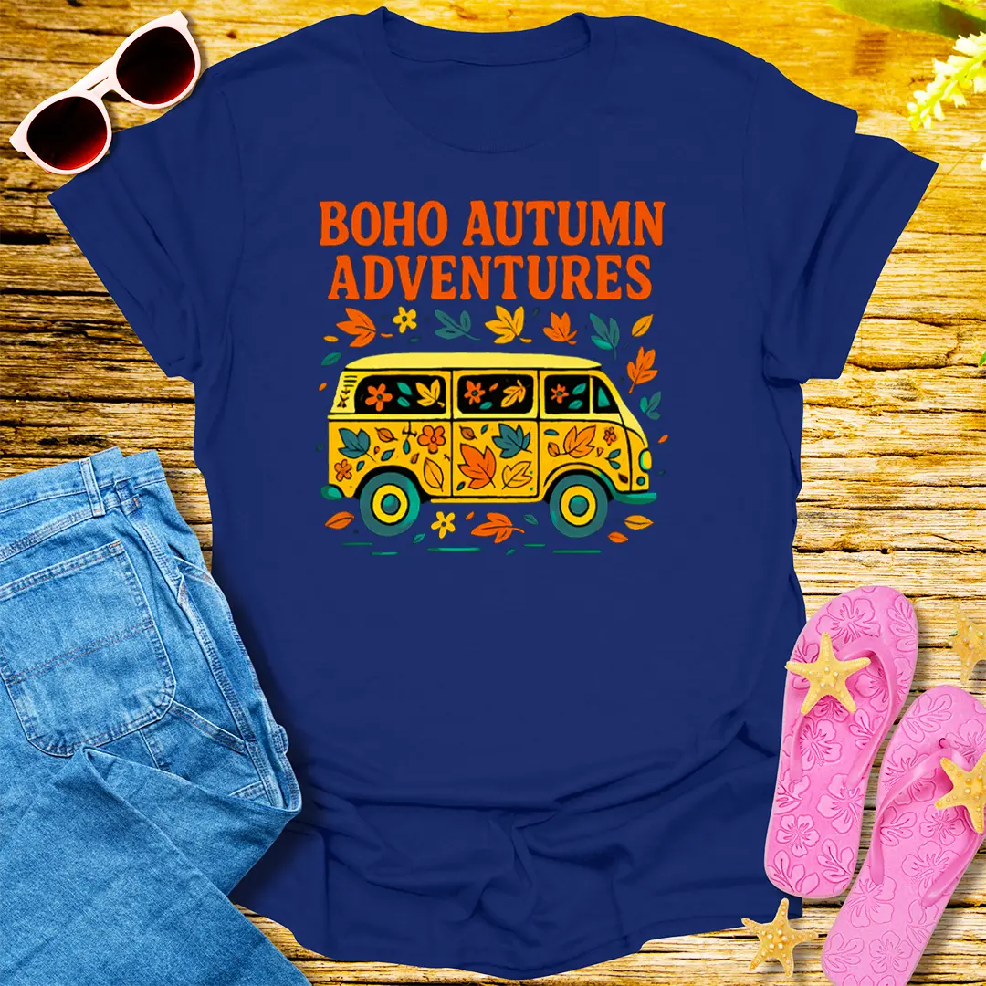 Boho Autumn Adventures T-Shirt - Navy