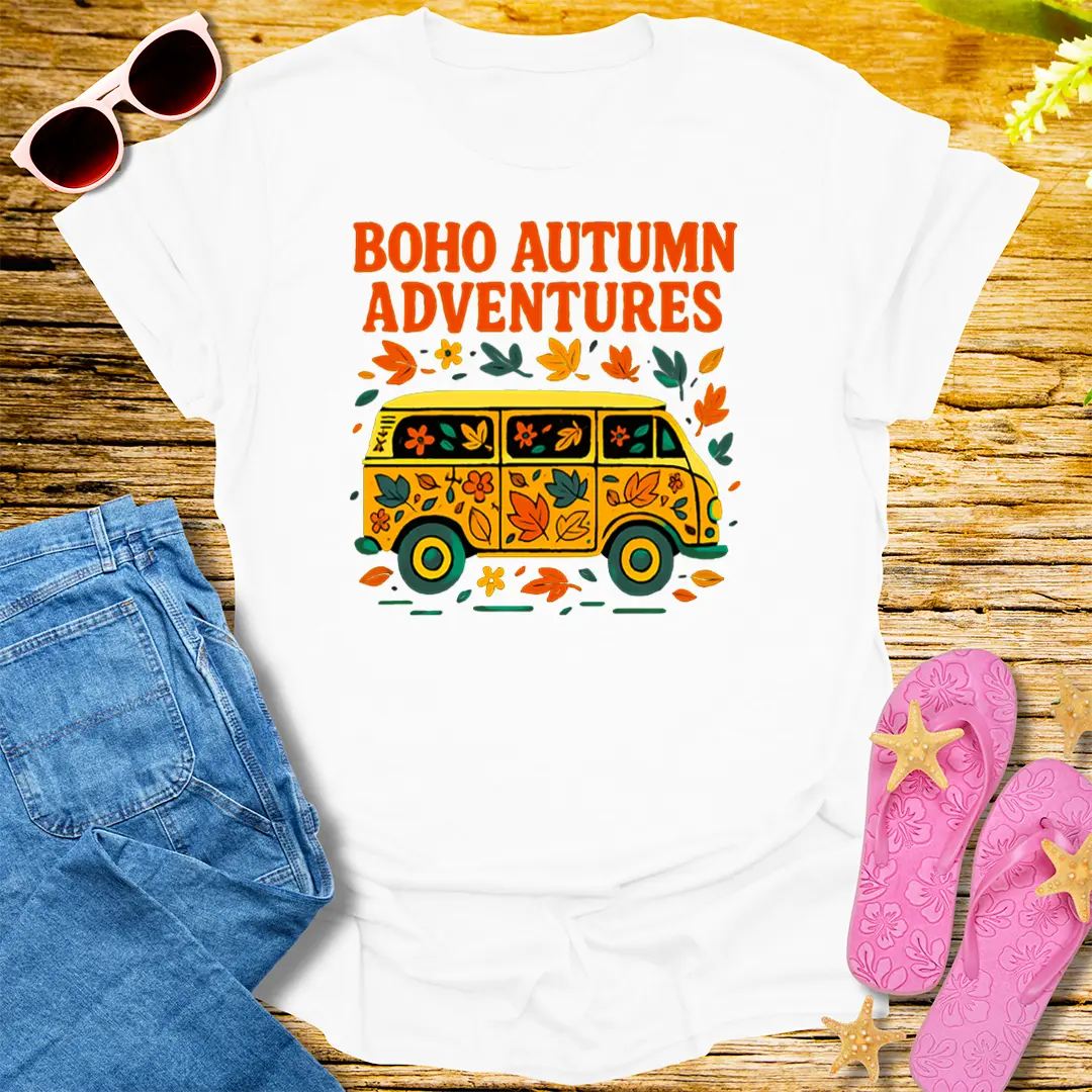 Boho Autumn Adventures T-Shirt - White