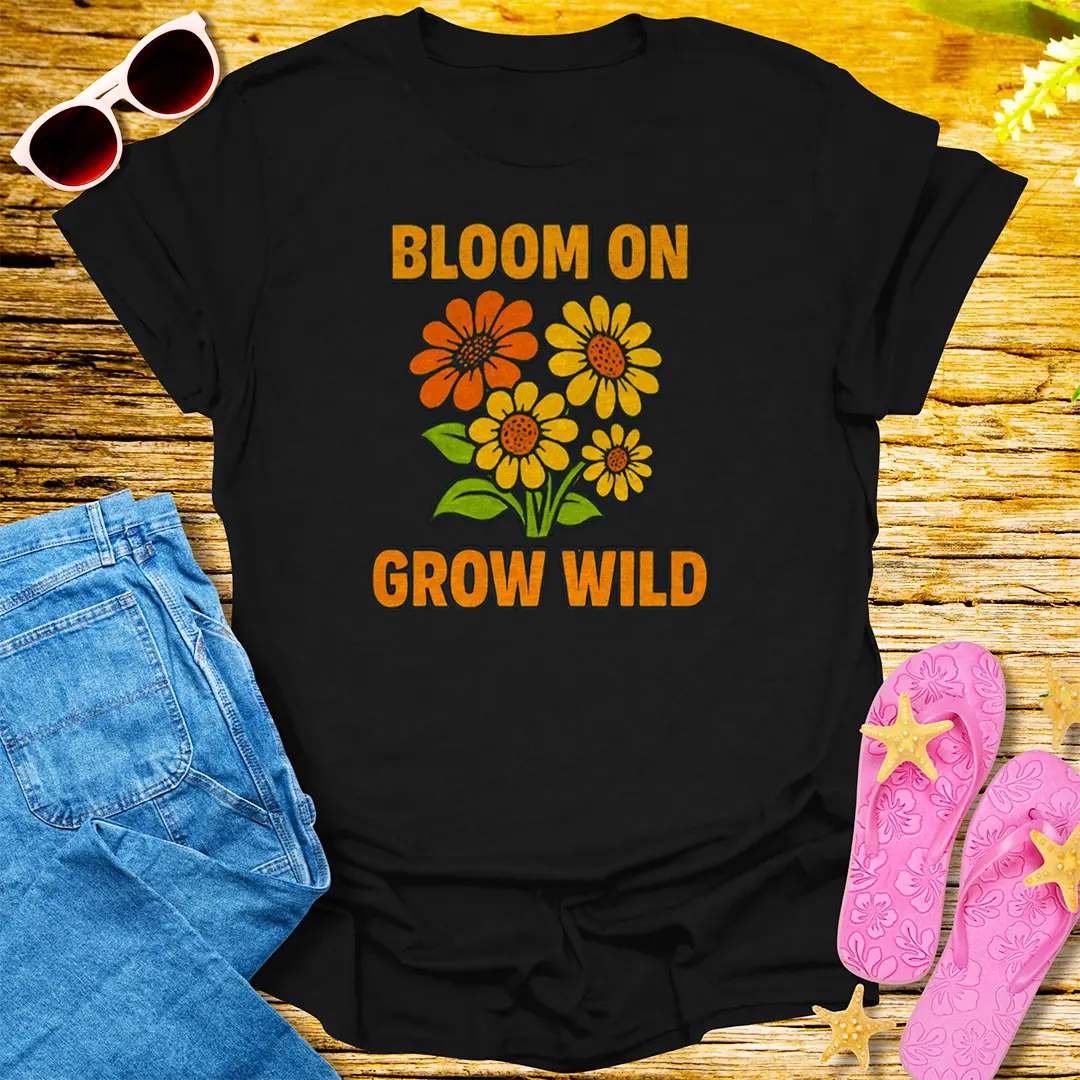 Bloom On Grow Wild T-Shirt - Black