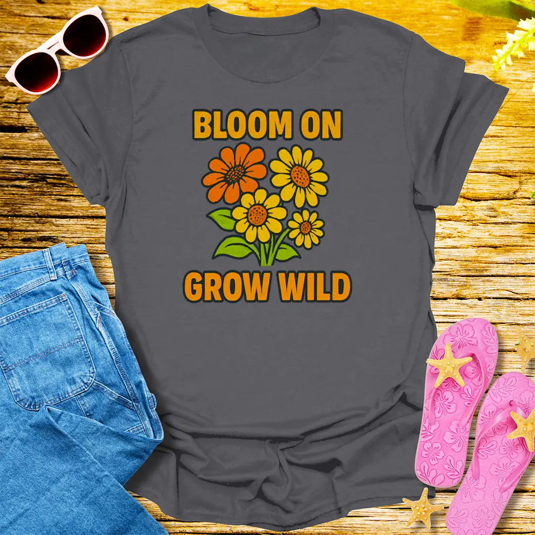 Bloom On Grow Wild T-Shirt - Charcoal