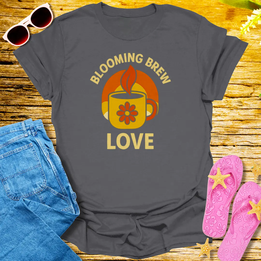 Blooming Brew Love T-Shirt - Charcoal