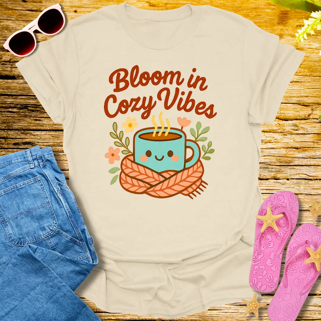 Cozy Bloom Vibes T-Shirt - Natural