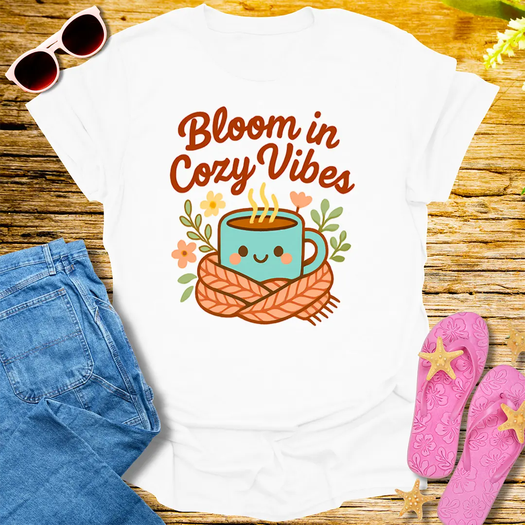 Cozy Bloom Vibes T-Shirt - White