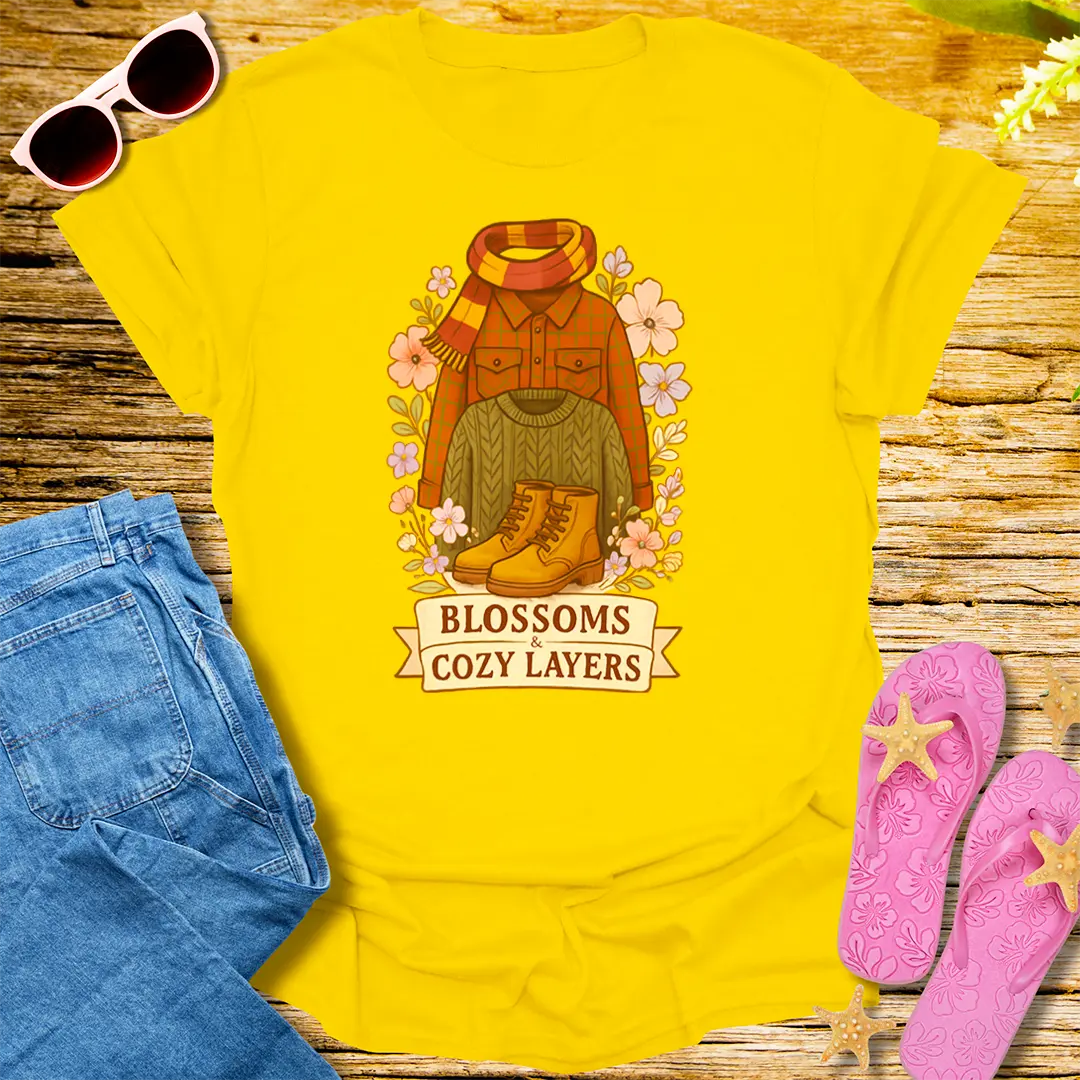 Blossoms & Cozy Layers T-Shirt - Daisy