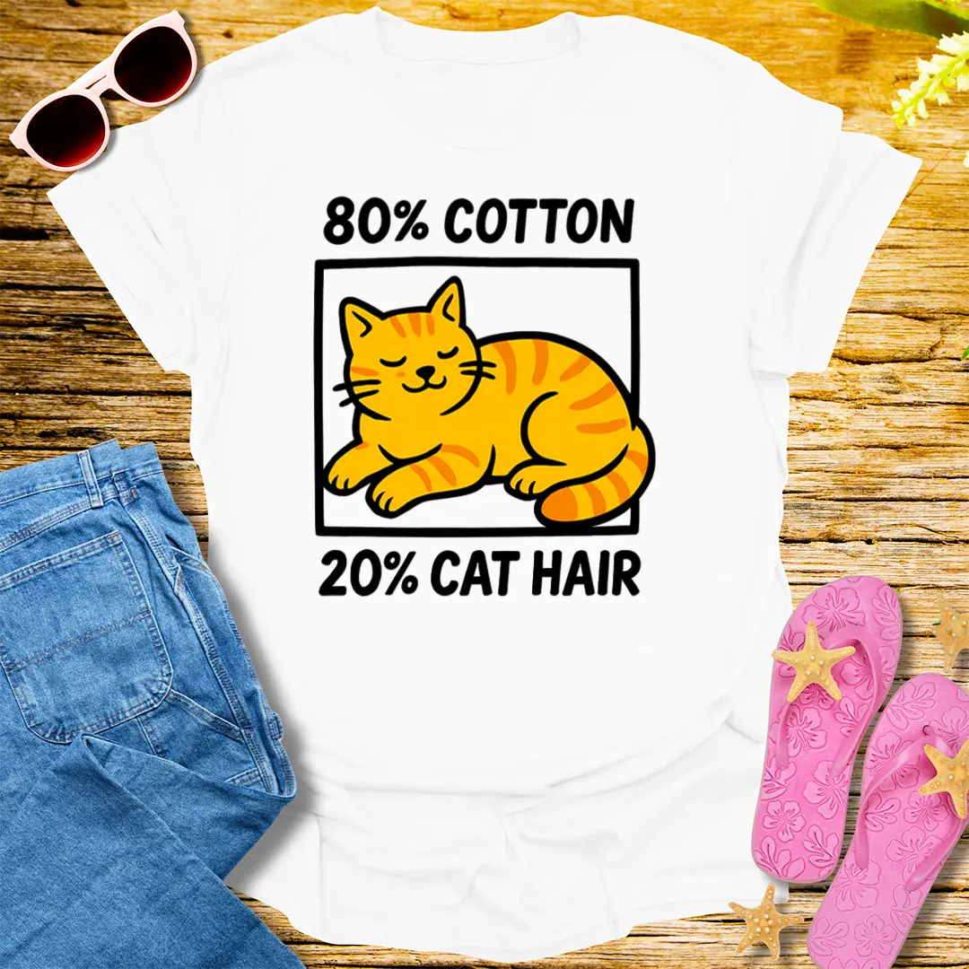 80% Cotton, 20% Cat Hair T-Shirt - White