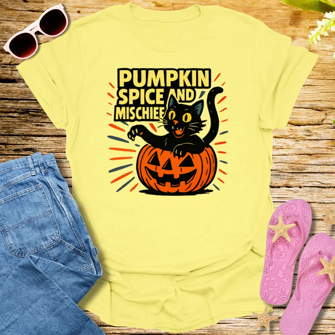Pumpkin Spice and Mischief T-Shirt - Cornsilk