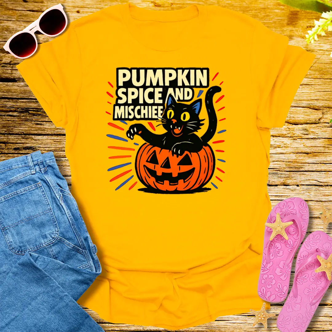 Pumpkin Spice and Mischief T-Shirt - Gold