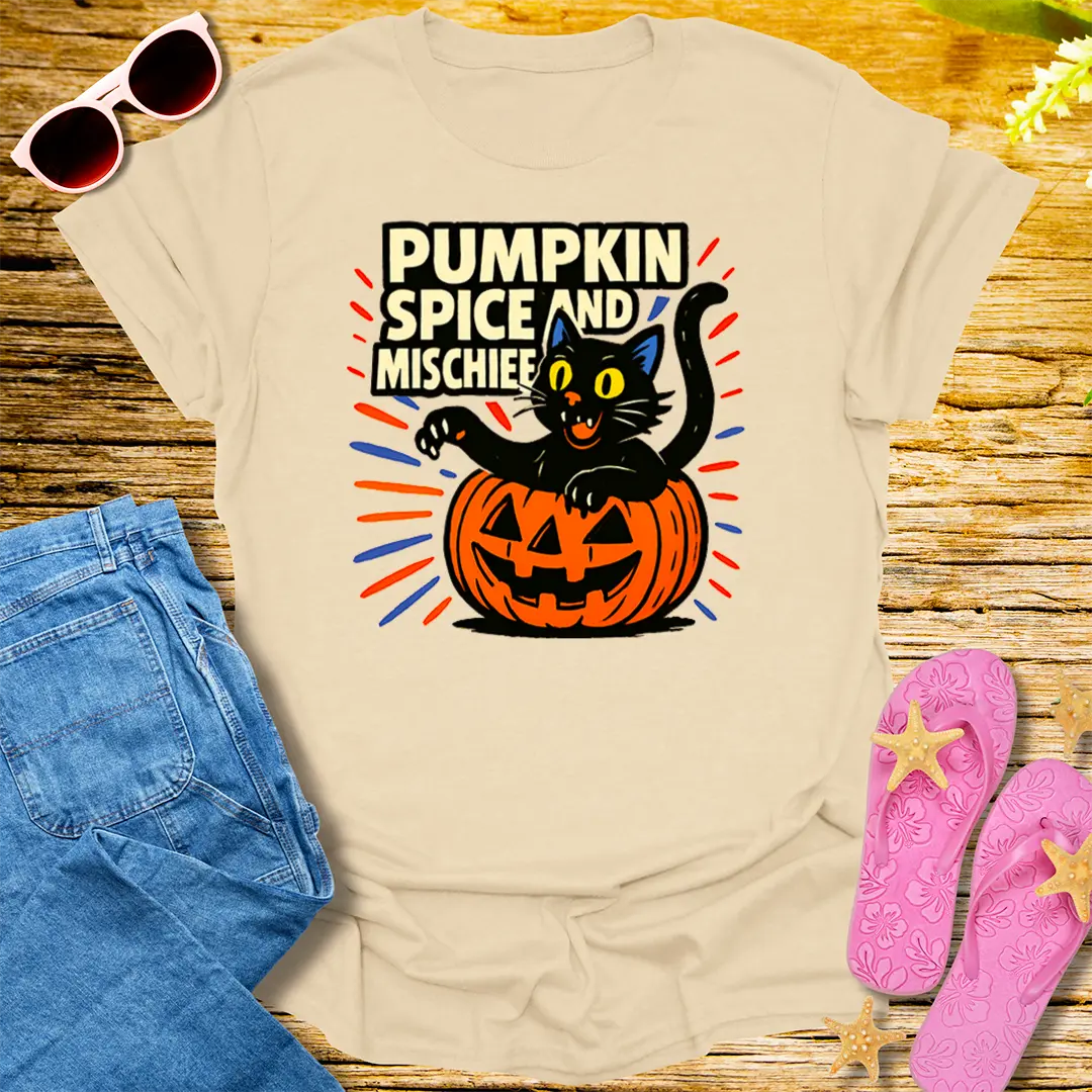Pumpkin Spice and Mischief T-Shirt - Sand