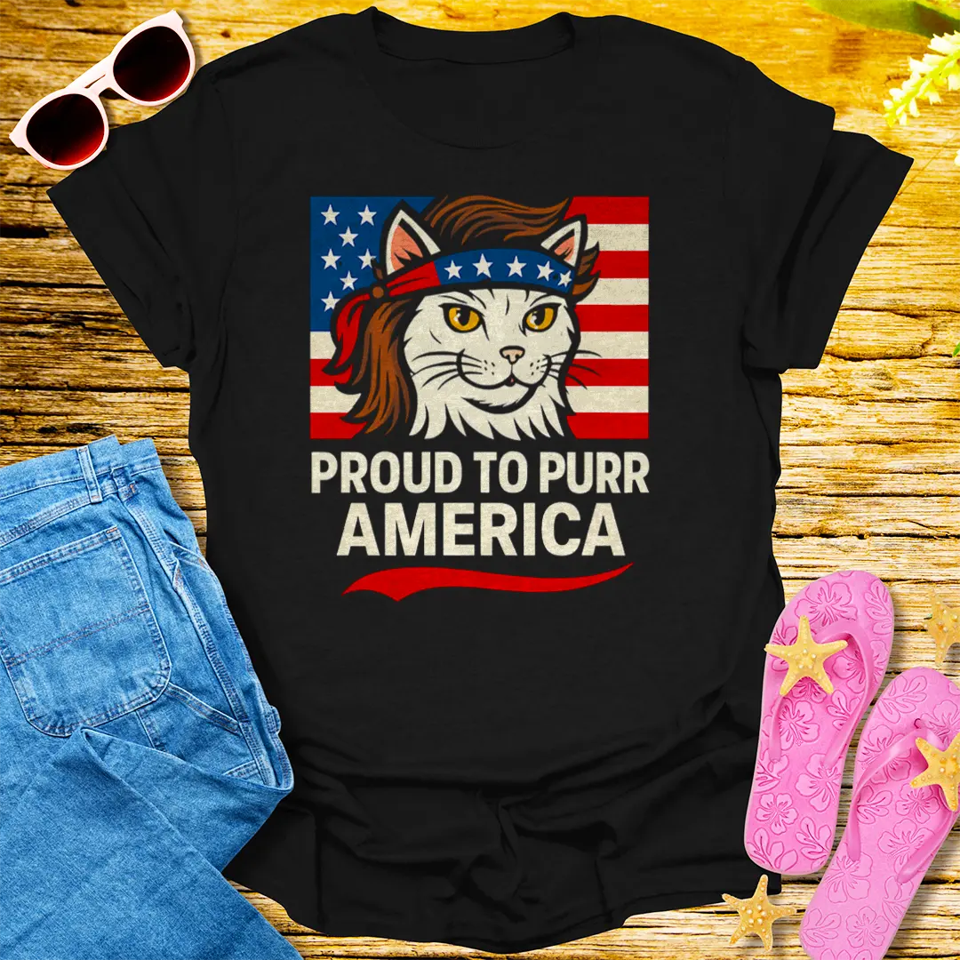 Proud to Purr America T-Shirt - Black