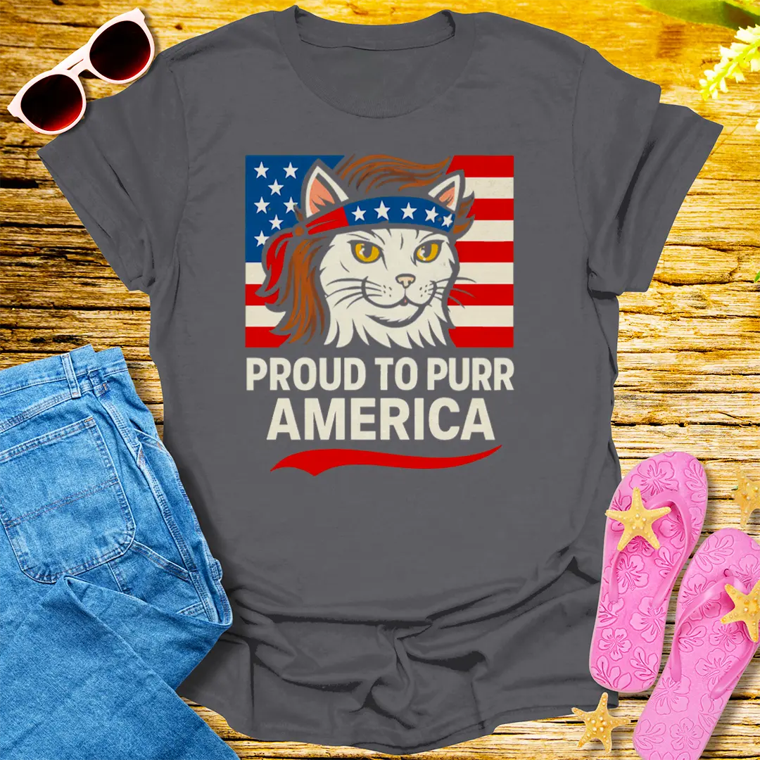 Proud to Purr America T-Shirt - Charcoal