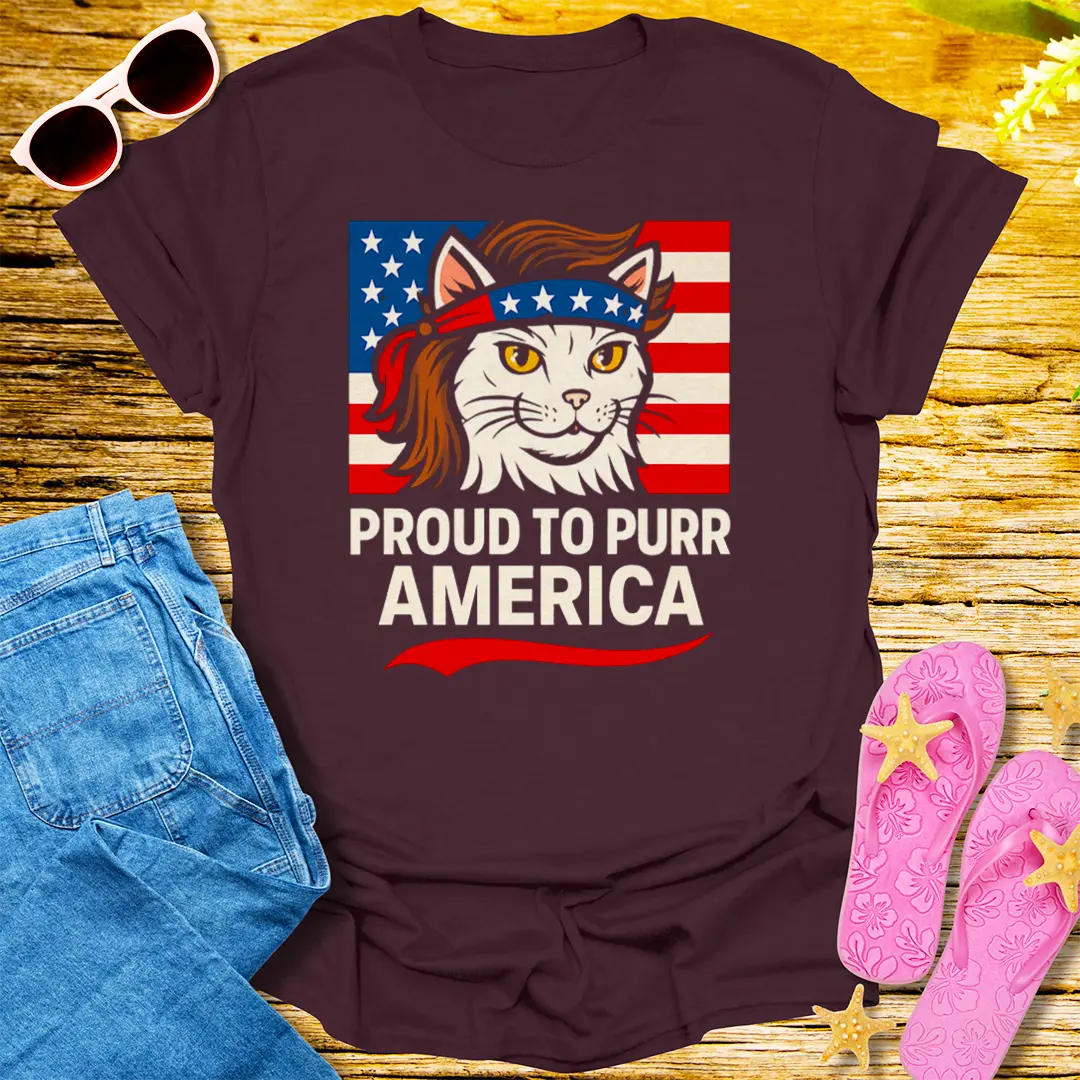 Proud to Purr America T-Shirt - Dark Chocolate