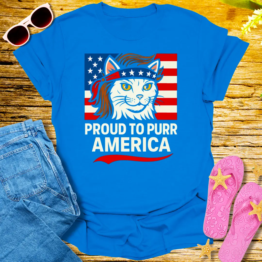 Proud to Purr America T-Shirt - Royal