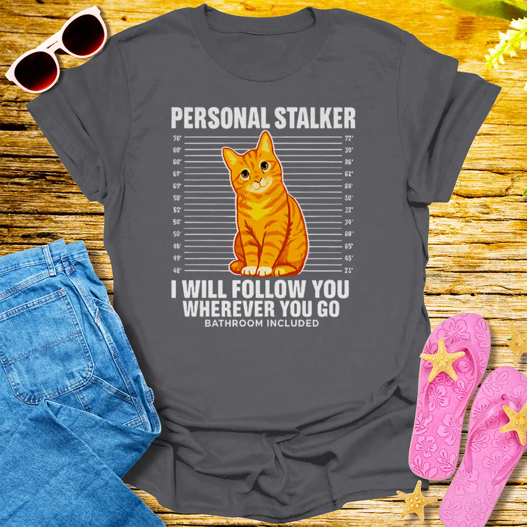Personal Stalker Cat T-Shirt - Charcoal