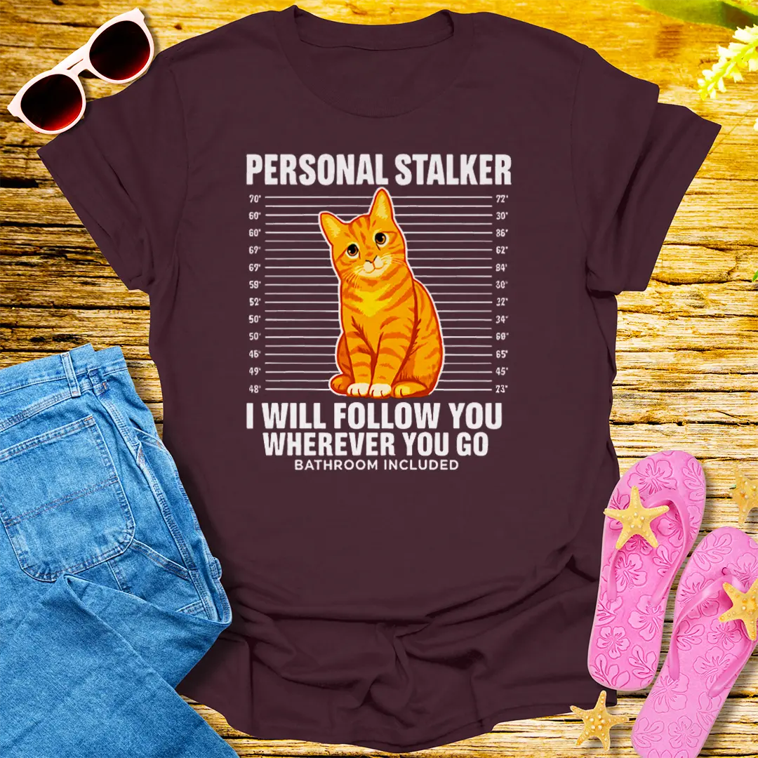 Personal Stalker Cat T-Shirt - Dark Chocolate