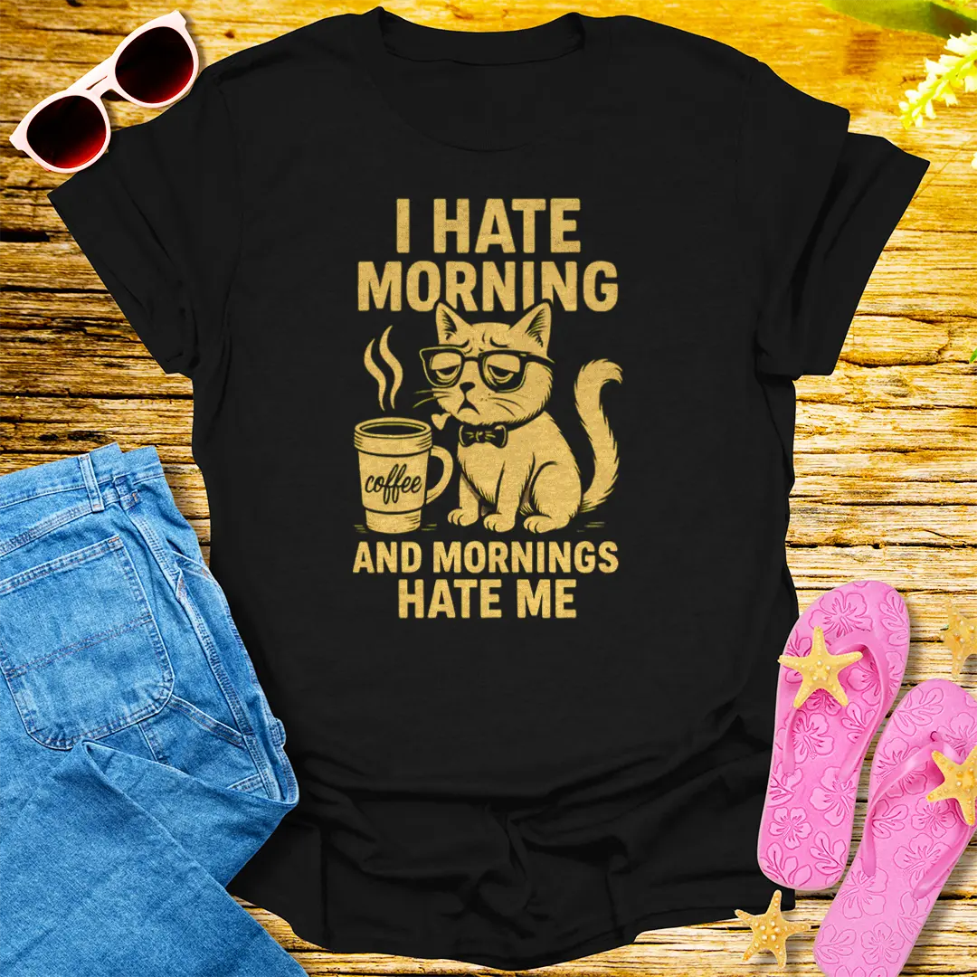 Grumpy Cat Morning Mood T-Shirt - Black