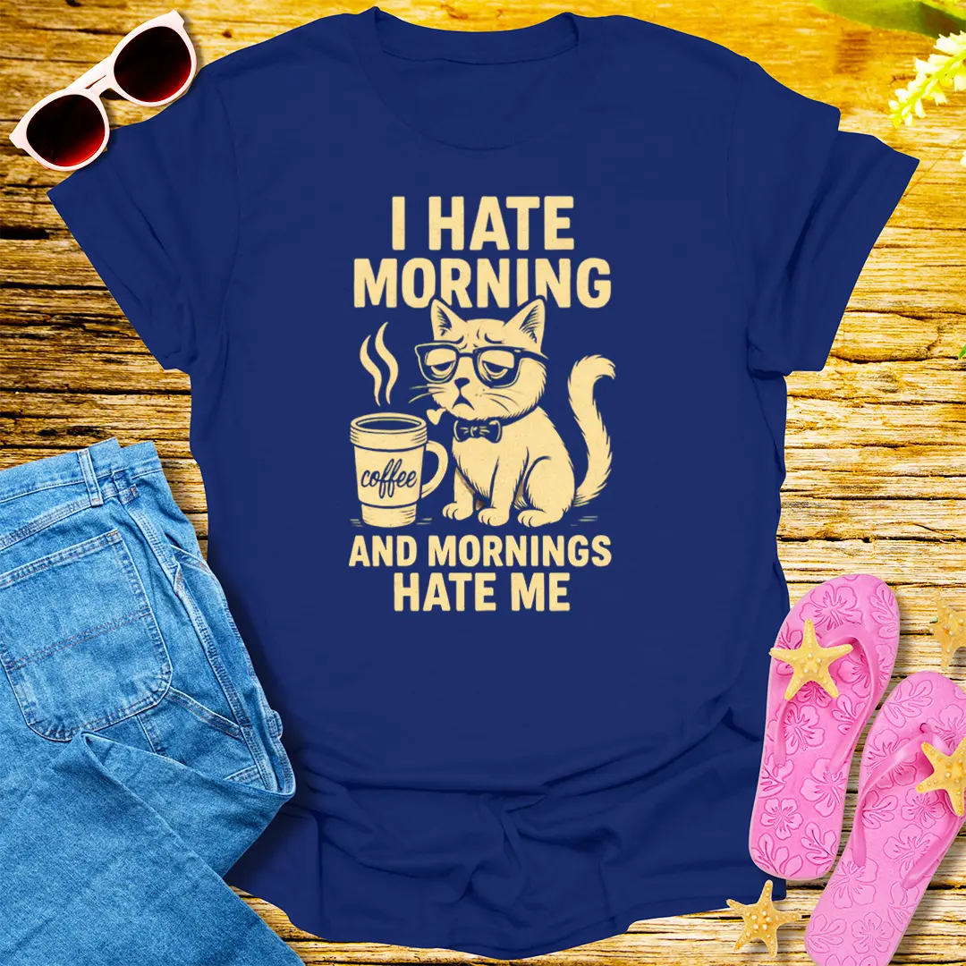 Grumpy Cat Morning Mood T-Shirt - Navy